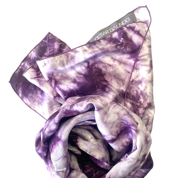 Cesar Galindo Purple Print Silk Scarf - Picture 3 of 5